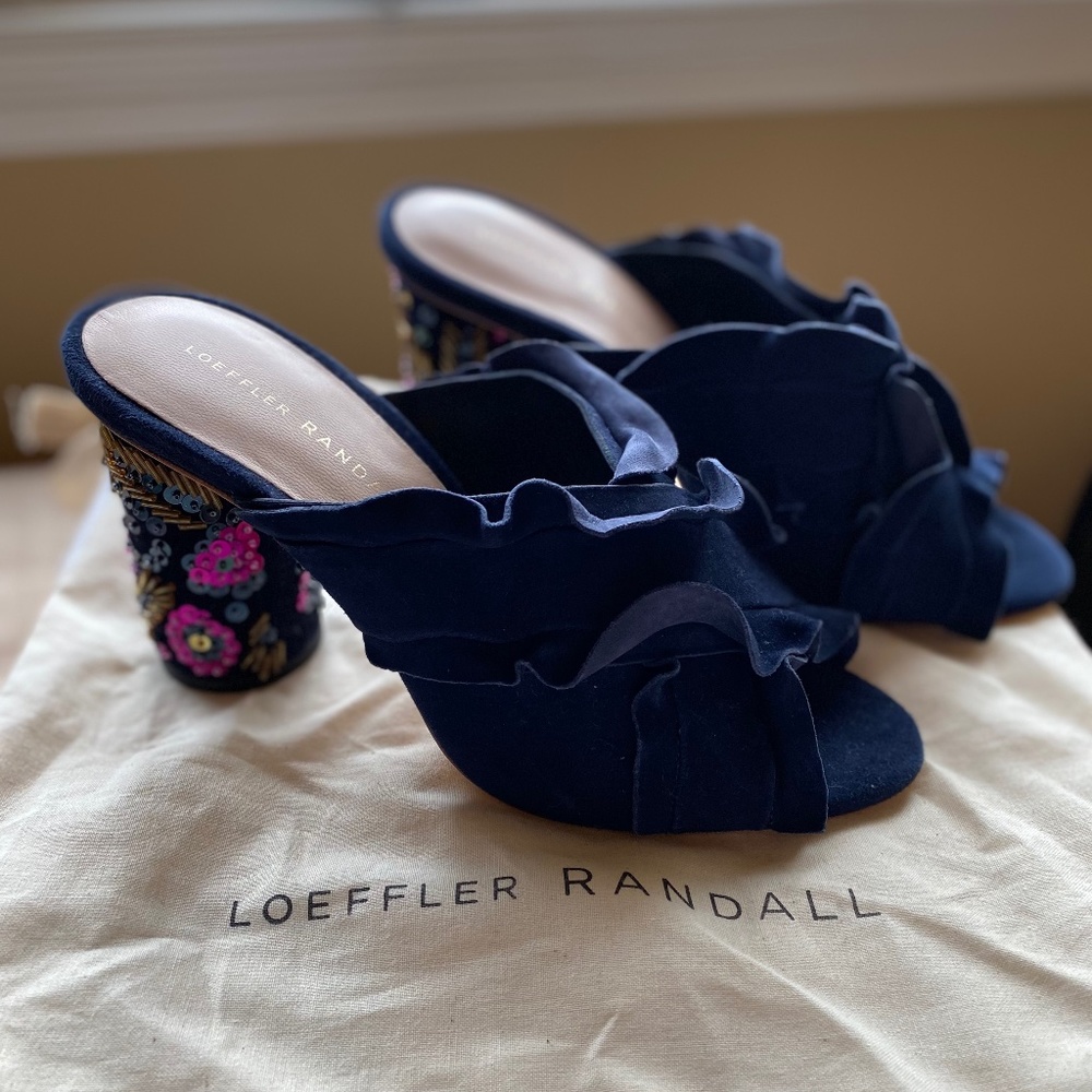 Loeffler Randal heeled mules Navy suede